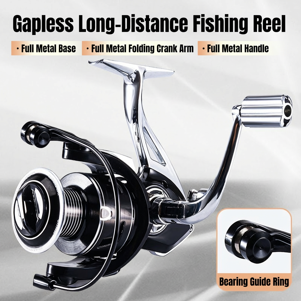 All-Metal Spinning Reel with Dual Bearings, High Brake Force, and Precision Gear for Long-Distance Casting – Perfect for Lure and Surf Fishing