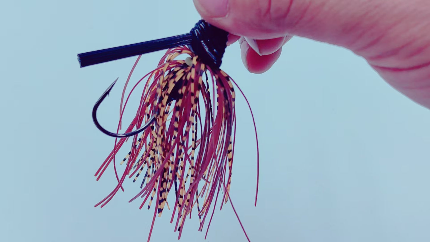 5-Packs, Weedless Silicone Skirt Jig with Grub-Style Legs – Snag-Resistant Lead Head for Heavy Cover Bass Fishing