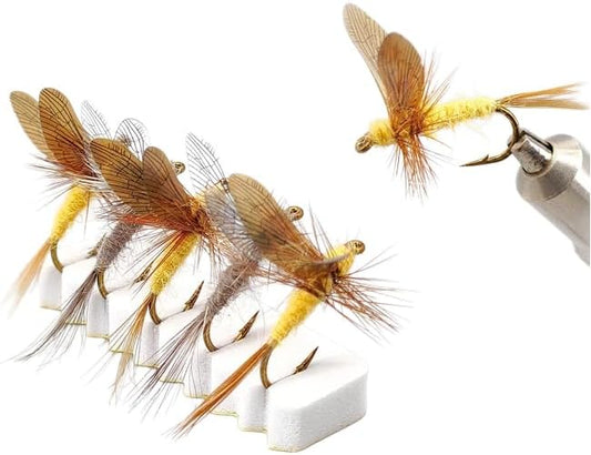 5-Pack Realistic Mayfly Dry Flies - High Floatability Fishing Lures with Synthetic Wings & Natural Hackle, Hand-Tied Premium Fly Fishing Flies for Trout, Bass, Panfish, Hook Size #10