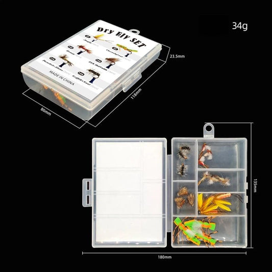 18Pcs Dry Fly Fishing Lures Kit - Professional Assorted Topwater Fly Set - Essential Gear for Trout and Bass,Hook Size #8,#10,#12, #14