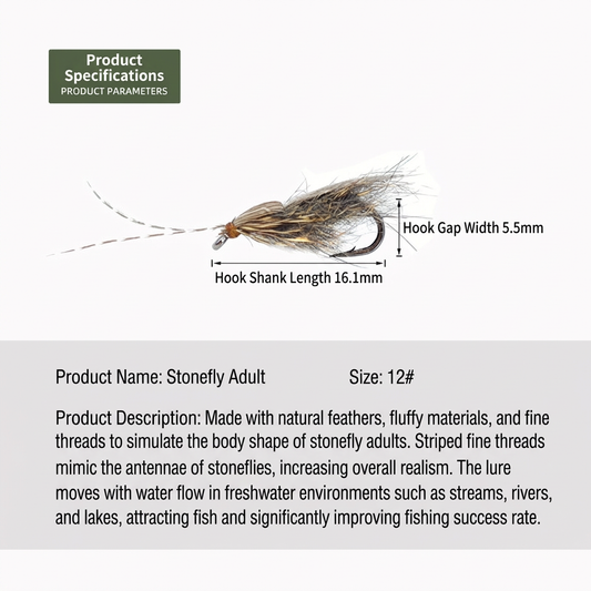 5 PCS | Realistic Adult Caddis Fly Fishing Lures - Hook Size 12#, Hand-Tied Premium Dry Flies with Natural Feather Wings Striped Antennae for Trout, Bass, Panfish in Streams, Rivers & Lakes
