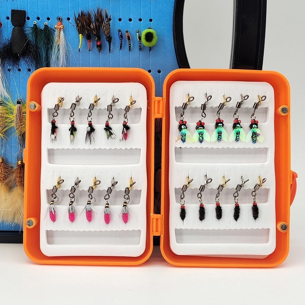 20Pcs Fly Fishing Lure Kit: Spinner Fly Fishing Lures with Tackle Box, 4 Styles Realistic Nymphs & Midges for Trout, Bass, Panfish - Perfect Fishing Gift for Anglers