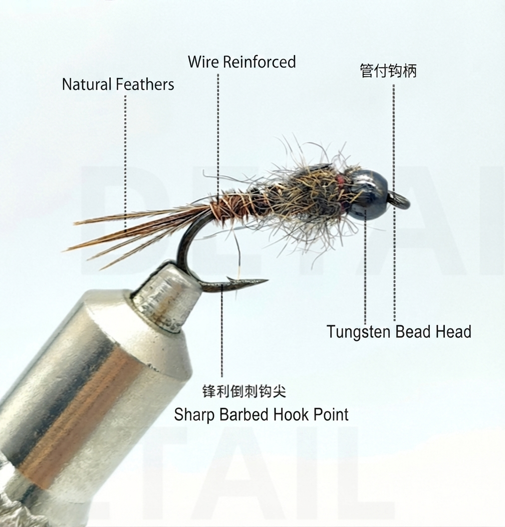 DZ Angling Beadhead Pheasant Tail Nymph Fly Fishing Lures - 10 Pack ,Weighted Tungsten Bead Subsurface Wet Flies for Trout Grayling, Sizes 14# 16# 18#