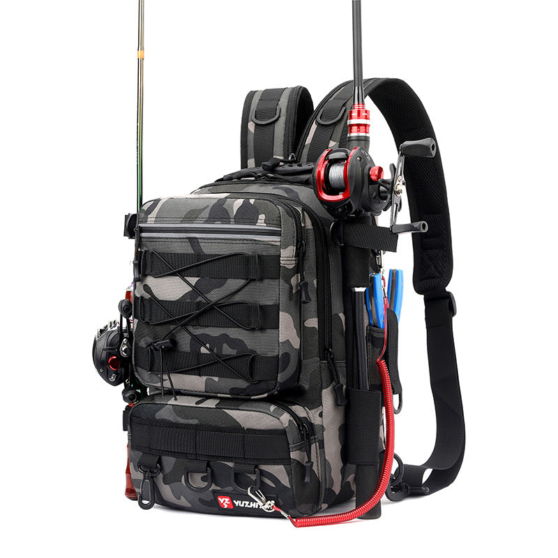 3-in-1 Convertible Lure Fishing Backpack – Large Capacity Tackle Bag with Rod Holder, Waterproof Compartments, and Waist Strap for Bass, Pike & Outdoor Angling