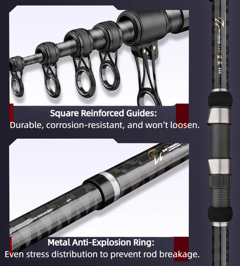 High Carbon Short Section Ultra-Light Heavy Duty Travel Surf Casting Spinning Rod Reel Combo - Portable, Super Hard, Lightweight Fishing Rod Set for Sea Fishing and Long Distance Casting
