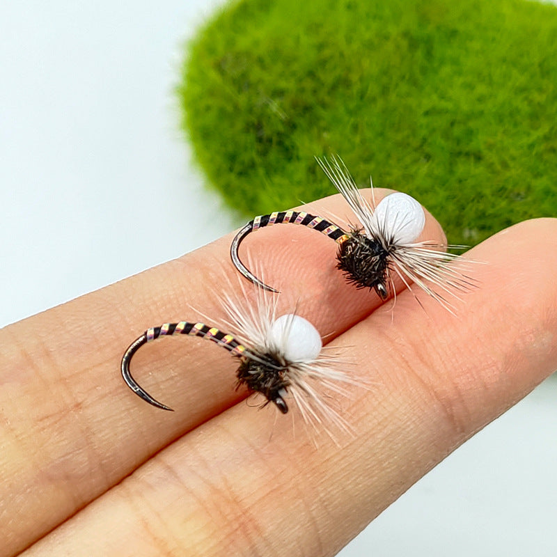DzAngling 10-Pack Dry Flies #14 Barbless Floating Foam Mayfly Dun – High-Visibility High-Buoyancy Hand-Tied Fly Fishing Lures with Reflective Tinsel Abdomen for Trout, Grayling & Panfish