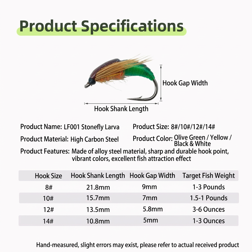 Fly Fishing Nymph Flies Assortment - Bead Head Caddis Pupa Larva Lures, Realistic Stonefly & Mayfly Imitations for Trout, Bass, and Carp, 6-Pack Hand-Tied Fishing Baits