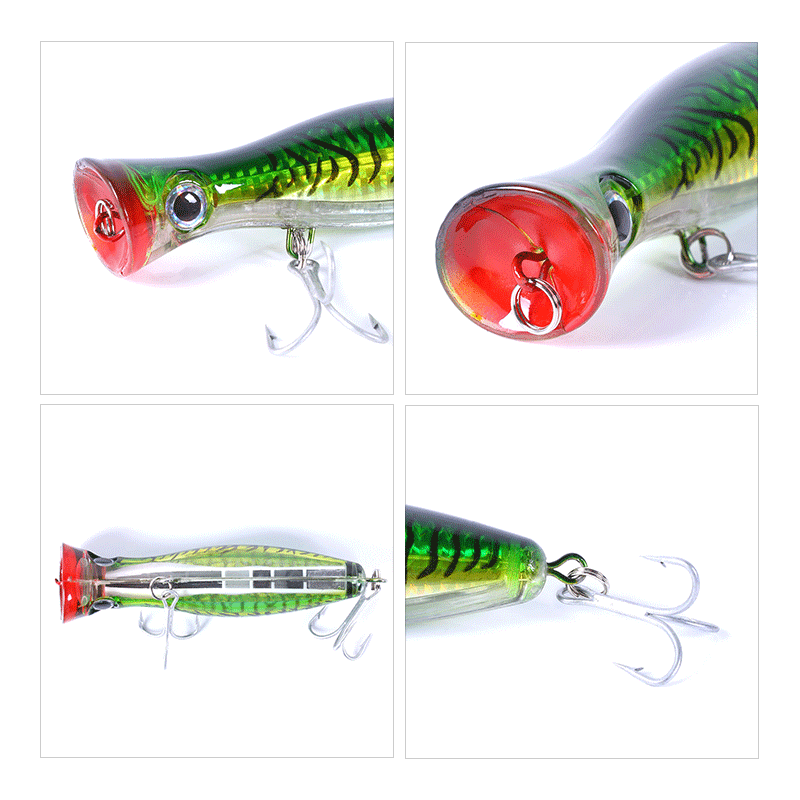 Heavy-Duty 1.52oz/5.12in Popper Lure for Saltwater & Freshwater – Long Casting Topwater Fishing Bait with Reinforced Hooks, Large Splashbait for Bass, Tuna, GT & Predator Fish (Bulk Pack)