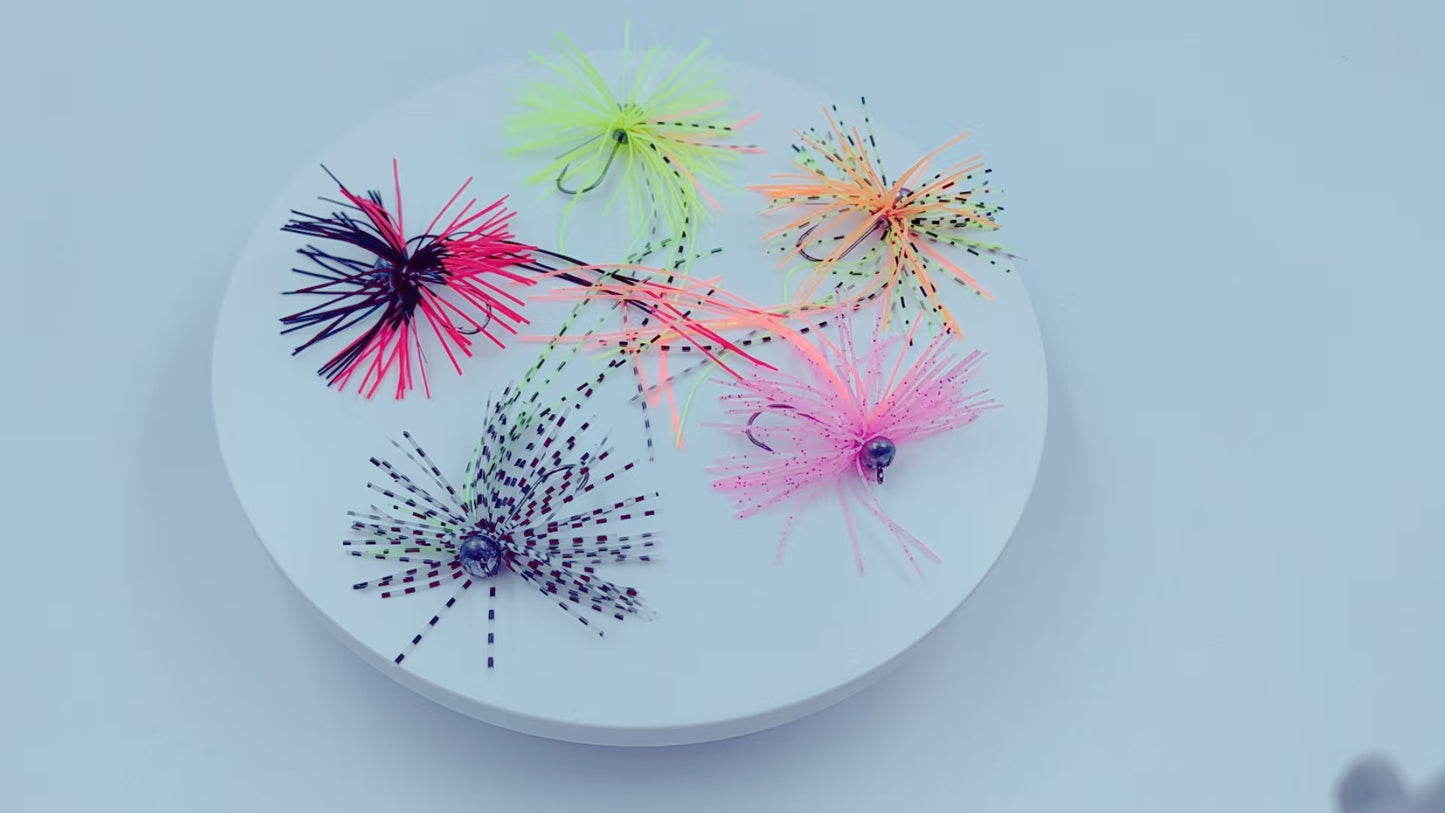 UV Glow Silicone Grub with Wide-Gap Barbed Jig Head – Snag-Resistant, Bait-Secure Design for Bass & Saltwater Lure Fishing