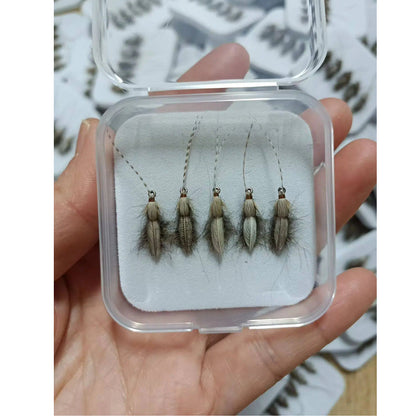 5 PCS | Realistic Adult Caddis Fly Fishing Lures - Hook Size 12#, Hand-Tied Premium Dry Flies with Natural Feather Wings Striped Antennae for Trout, Bass, Panfish in Streams, Rivers & Lakes
