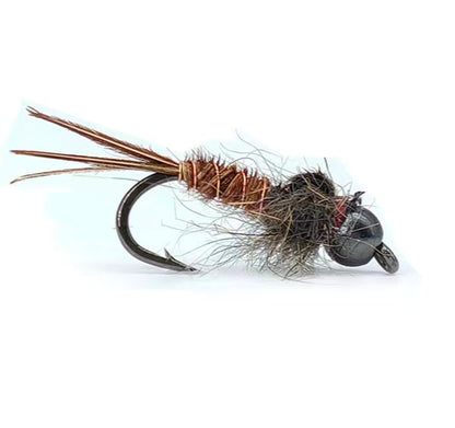DZ Angling Beadhead Pheasant Tail Nymph Fly Fishing Lures - 10 Pack ,Weighted Tungsten Bead Subsurface Wet Flies for Trout Grayling, Sizes 14# 16# 18#