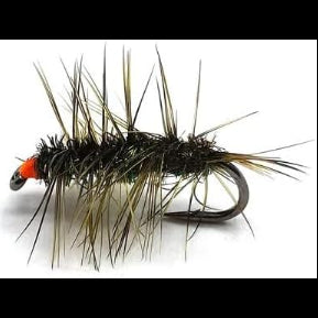 8-Pack  Hi-Vis  Griffith's Gnat Dry Fly Fishing Lures - 8Pcs Olive Midge Cluster with Bright Orange Sight Indicator - High Buoyancy Hand-Tied Trout Flies for Streams & Lakes, Size #14#16