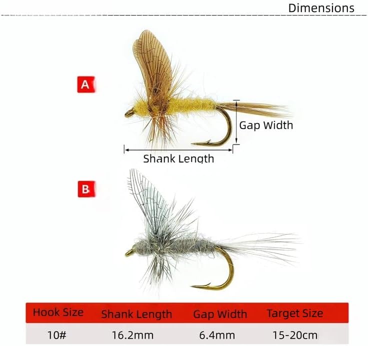 5-Pack Realistic Mayfly Dry Flies - High Floatability Fishing Lures with Synthetic Wings & Natural Hackle, Hand-Tied Premium Fly Fishing Flies for Trout, Bass, Panfish, Hook Size #10