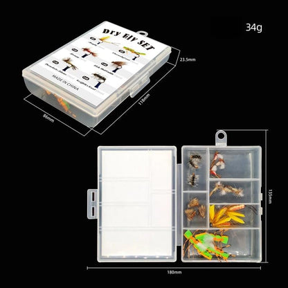 18Pcs Dry Fly Fishing Lures Kit - Professional Assorted Topwater Fly Set - Essential Gear for Trout and Bass,Hook Size #8,#10,#12, #14