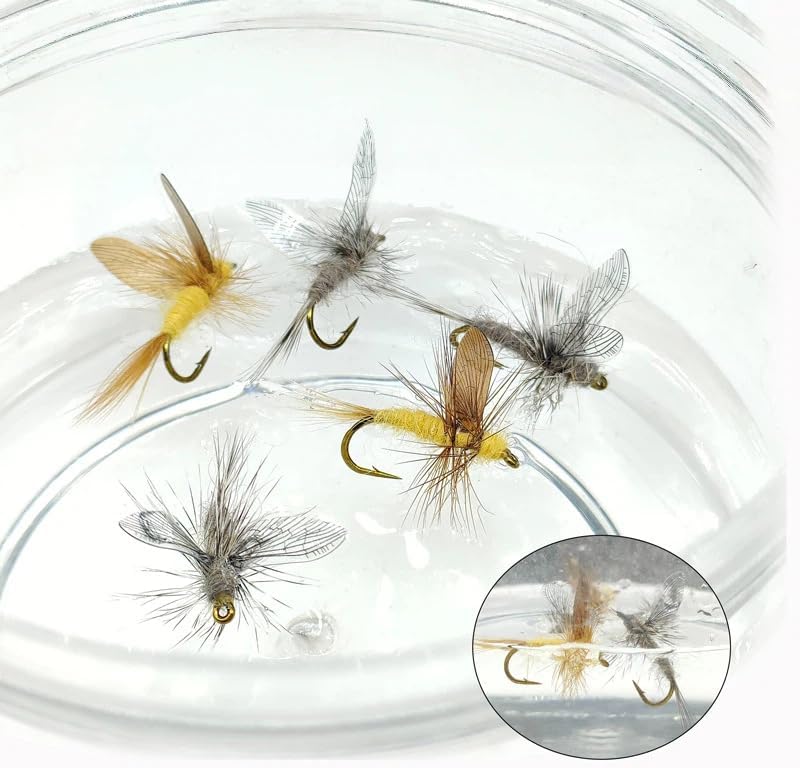 5-Pack Realistic Mayfly Dry Flies - High Floatability Fishing Lures with Synthetic Wings & Natural Hackle, Hand-Tied Premium Fly Fishing Flies for Trout, Bass, Panfish, Hook Size #10