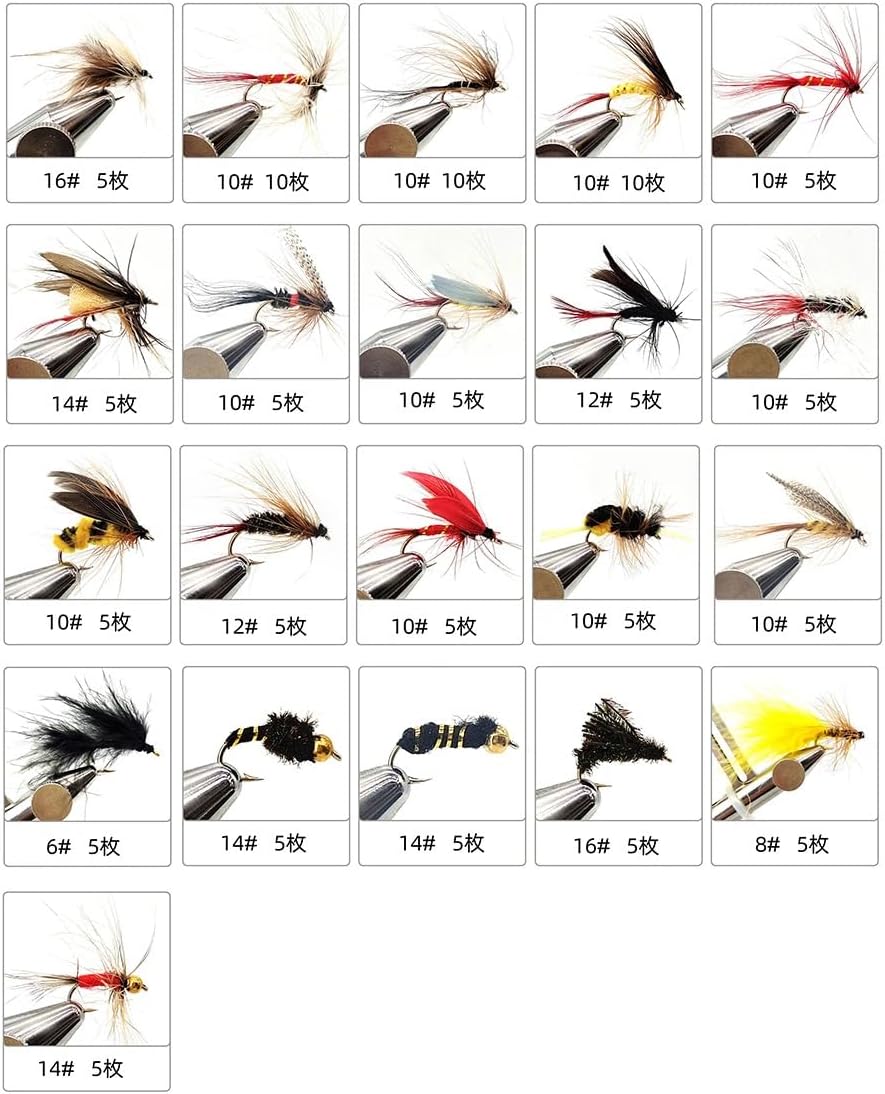 120Pcs Fly Fishing Lures Kit with Double-Sided Waterproof Case: Hand-Tied Dry, Wet, Nymphs & Streamers Assortment with Natural Feathers for Trout, Bass - Fishing Gift for Anglers