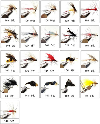 120Pcs Fly Fishing Lures Kit with Double-Sided Waterproof Case: Hand-Tied Dry, Wet, Nymphs & Streamers Assortment with Natural Feathers for Trout, Bass - Fishing Gift for Anglers