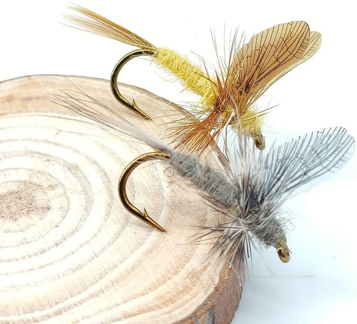 5-Pack Realistic Mayfly Dry Flies - High Floatability Fishing Lures with Synthetic Wings & Natural Hackle, Hand-Tied Premium Fly Fishing Flies for Trout, Bass, Panfish, Hook Size #10