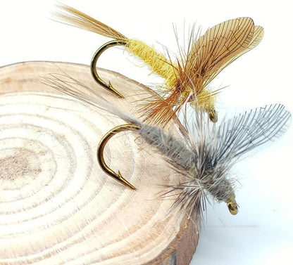 5-Pack Realistic Mayfly Dry Flies - High Floatability Fishing Lures with Synthetic Wings & Natural Hackle, Hand-Tied Premium Fly Fishing Flies for Trout, Bass, Panfish, Hook Size #10
