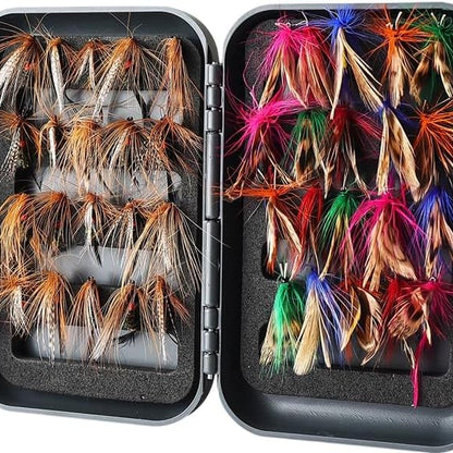 40/65 PCS Realistic Fly Fishing Flies Kit, Professional Hand-Tied Nymphs, Bees Butterflies Lures Assortment with Waterproof Fly Box, Bass Trout Bluegill Panfish Surface Lures for Freshwater