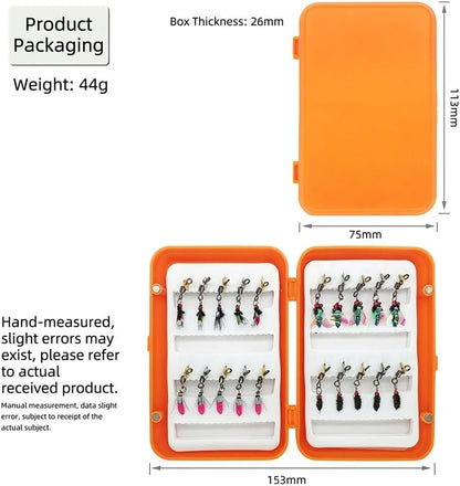 20Pcs Fly Fishing Lure Kit: Spinner Fly Fishing Lures with Tackle Box, 4 Styles Realistic Nymphs & Midges for Trout, Bass, Panfish - Perfect Fishing Gift for Anglers