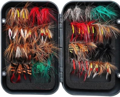 40/65 PCS Realistic Fly Fishing Flies Kit, Professional Hand-Tied Nymphs, Bees Butterflies Lures Assortment with Waterproof Fly Box, Bass Trout Bluegill Panfish Surface Lures for Freshwater