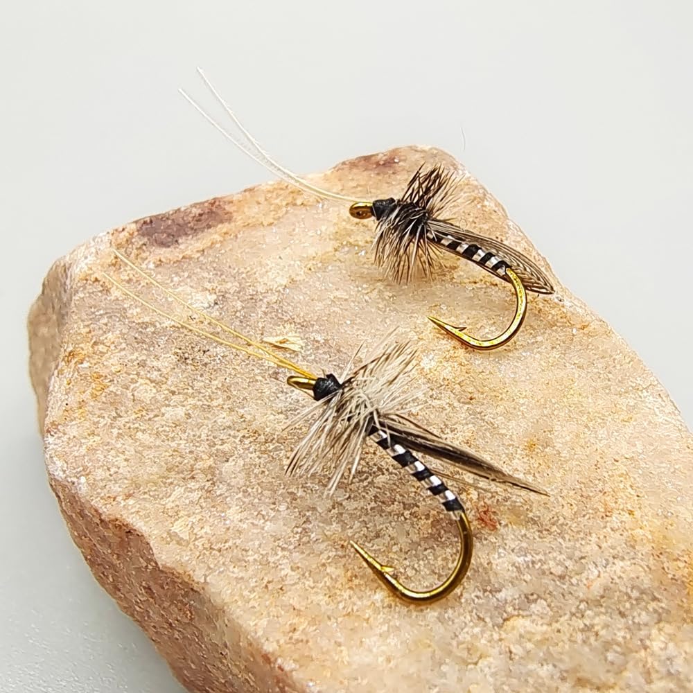 5-Pack/10-Pack Realistic Caddis Dry Flies #14 Gold Hook Fly Fishing Lures with Synthetic Wings & Natural Hackle, Hand-Tied High Floatability Flies for Trout, Chub, Culter, Panfish