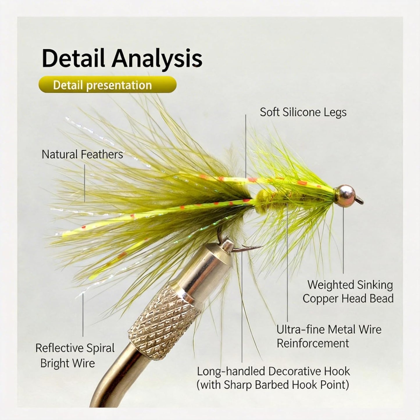 6-Pack Weighted Bead Head Woolly Bugger Streamer Flies - Lifelike Silicone Legs & Premium Marabou - Versatile Pattern for Trout, Bass, Salmon, Steelhead in Rivers & Lakes