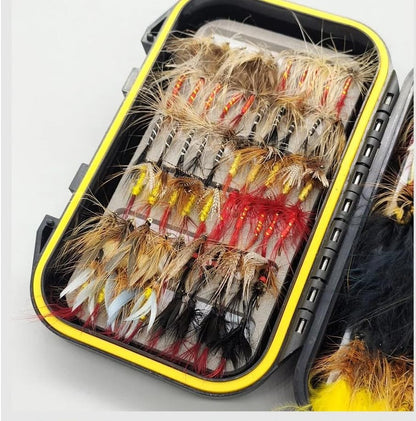 120Pcs Fly Fishing Lures Kit with Double-Sided Waterproof Case: Hand-Tied Dry, Wet, Nymphs & Streamers Assortment with Natural Feathers for Trout, Bass - Fishing Gift for Anglers
