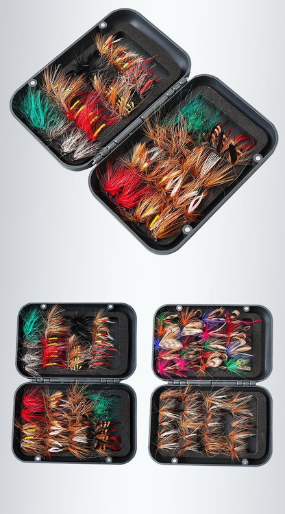 40/65 PCS Realistic Fly Fishing Flies Kit, Professional Hand-Tied Nymphs, Bees Butterflies Lures Assortment with Waterproof Fly Box, Bass Trout Bluegill Panfish Surface Lures for Freshwater