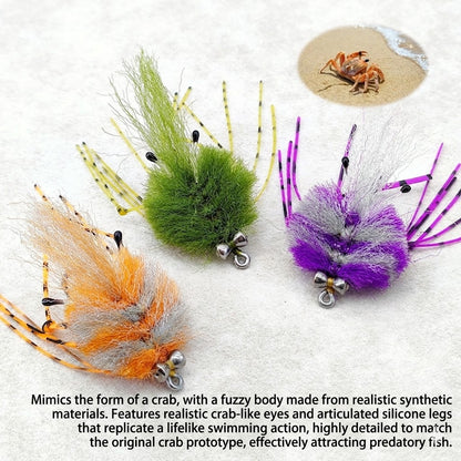 Realistic Saltwater Crab Fly - Professional Crustacean Pattern for Bonefish, Tarpon, and Sea Trout,Saltwater Flies, Size 2/0# High-Carbon Hook