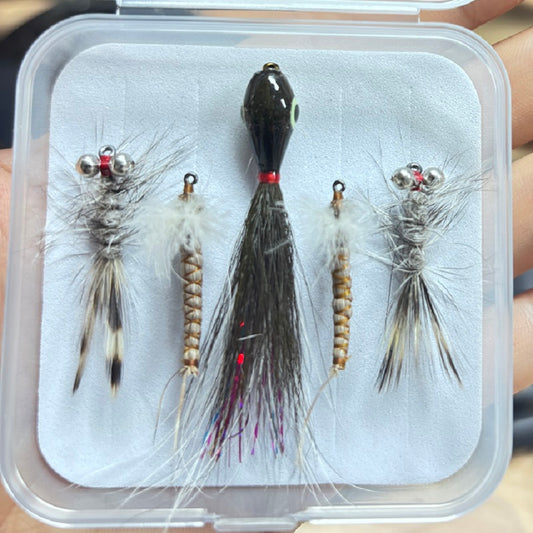 Floating Fly Fishing Popper Set with Realistic Feather Streamers – Topwater Dry Flies for Bass, Perch & Trout | Hand-Tied Surface Lures for Freshwater Gamefish
