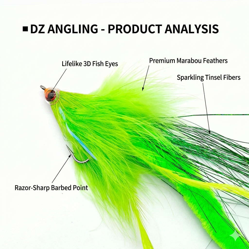 9 PCS Big Game Bass & Pike Streamer Fly Kit | 2/0# Heavy Duty Hook Saltwater Baitfish Lure Set with Waterproof Box