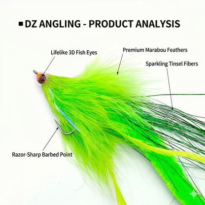 9 PCS Big Game Bass & Pike Streamer Fly Kit | 2/0# Heavy Duty Hook Saltwater Baitfish Lure Set with Waterproof Box
