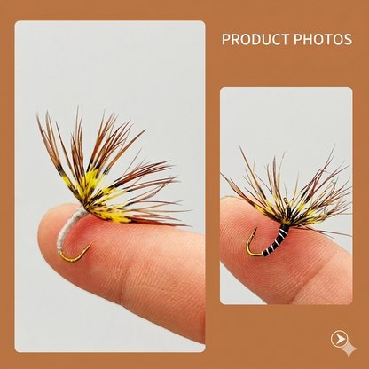 8Pcs Tenkara Fly Fishing Flies -  Hand-Tied Sakasa Kebari Set, #12 High-Carbon Hooks with Premium Natural Feathers