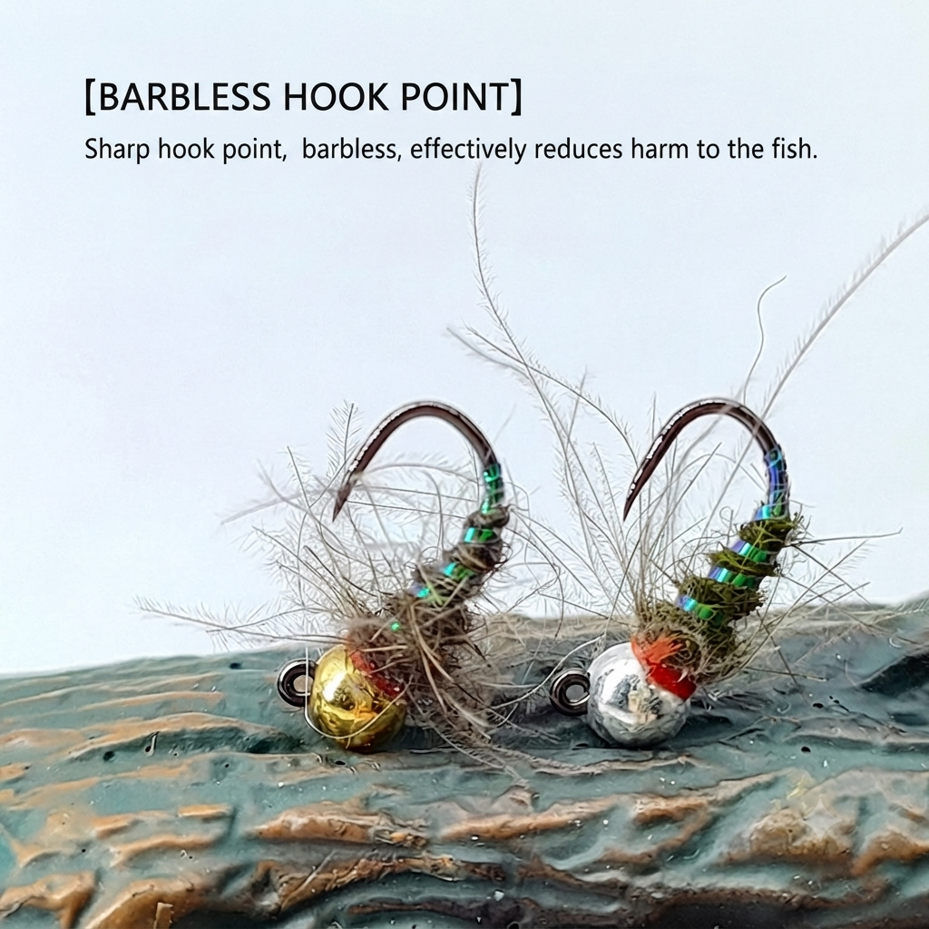 DZ Angling Slotted Tungsten Bead Jig Nymphs - 10/5 Pack, Barbless/Barbed Euro Nymphing Flies with Hot Spot, Fast-Sinking Subsurface Wet Flies for Trout & Grayling