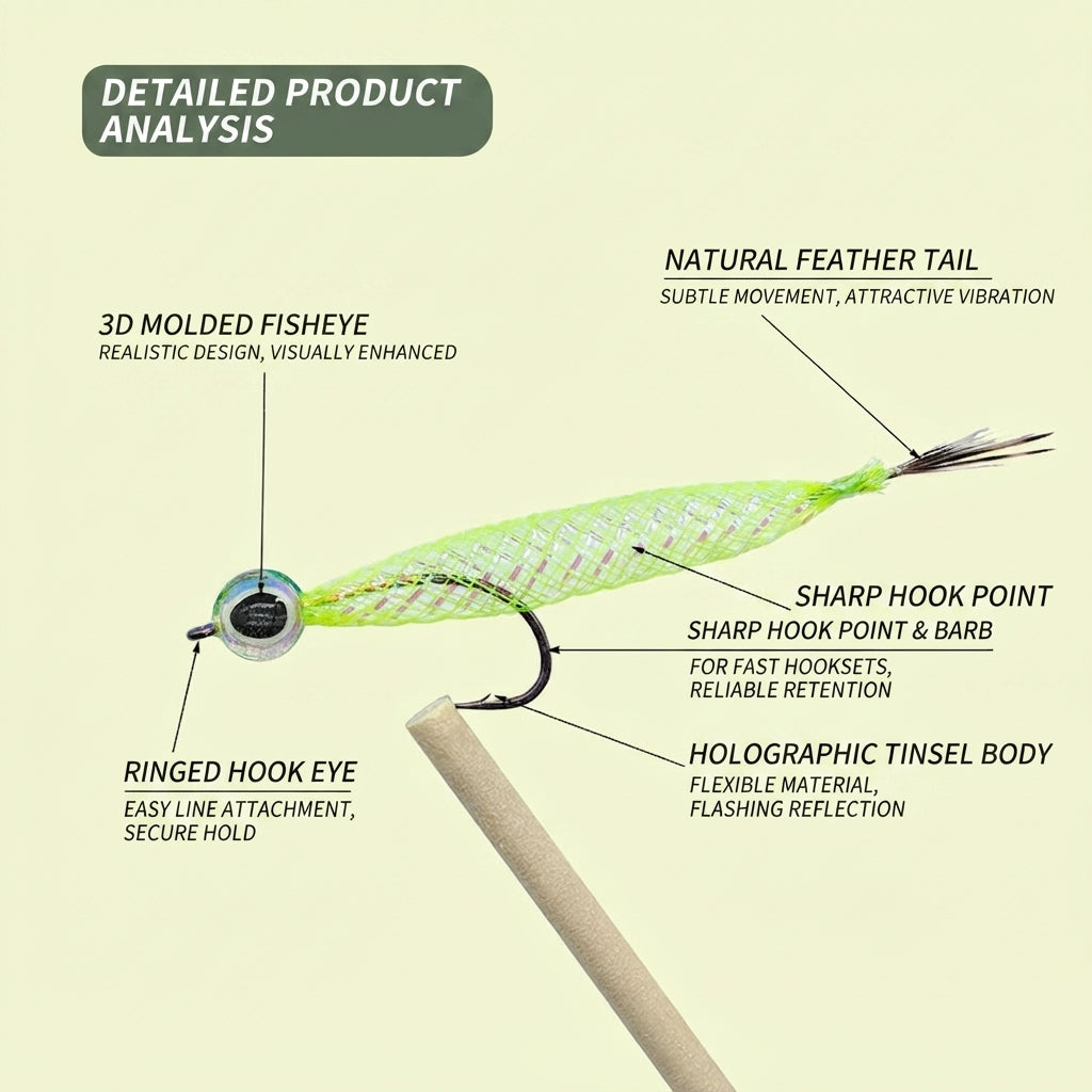 Pro-Series Baitfish Streamer – Holographic Mylar Tube Fly for Bass, Pike & Striper, Size 4, Hand-Tied Precision