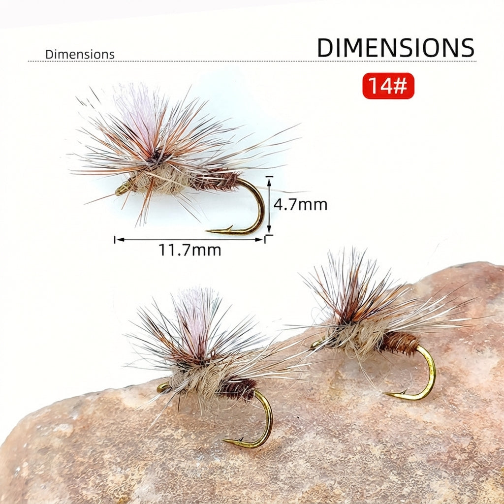 DzAngling Size #14 Adams Parachute Dry Flies | 5-Pack | Hand-Tied Mayfly Patterns