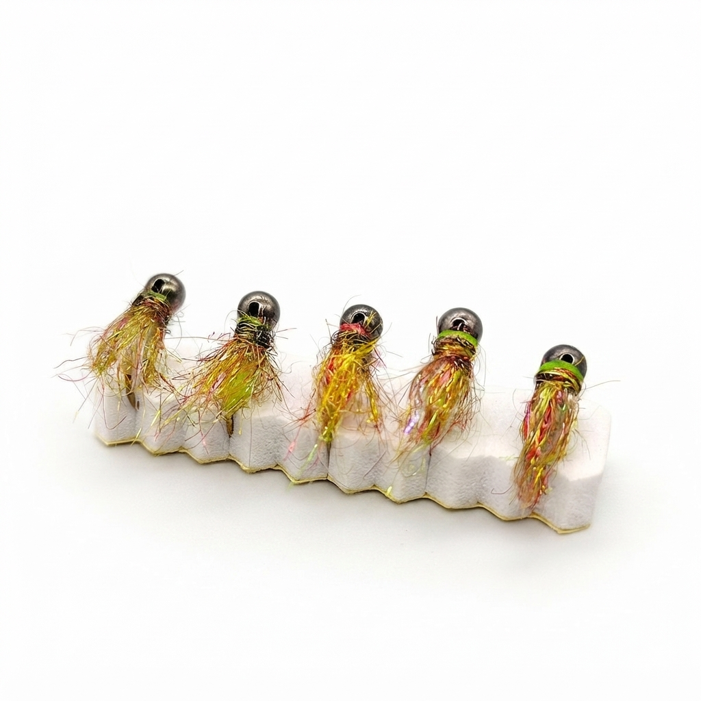 DZ Angling | Tungsten Bead Head UV Flash Nymph – Professional Subsurface Fly Fishing Lure (5-Piece / 10-Piece Pack, Luminous / Glow-in-the-Dark)