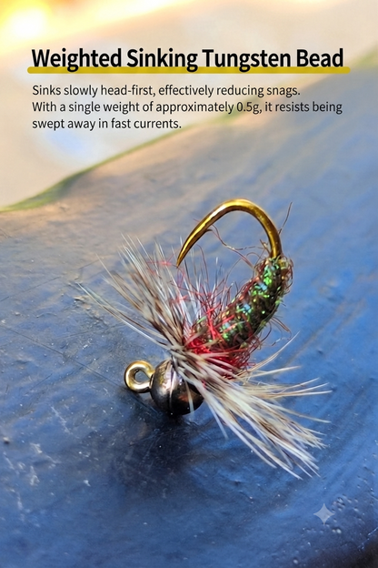 DZ Angling | Tungsten Bead Head UV Flash Jig Nymph – Professional Subsurface Fly Fishing Lure with Luminous Glow Effect (10#, 5-Piece / 10-Piece Pack)