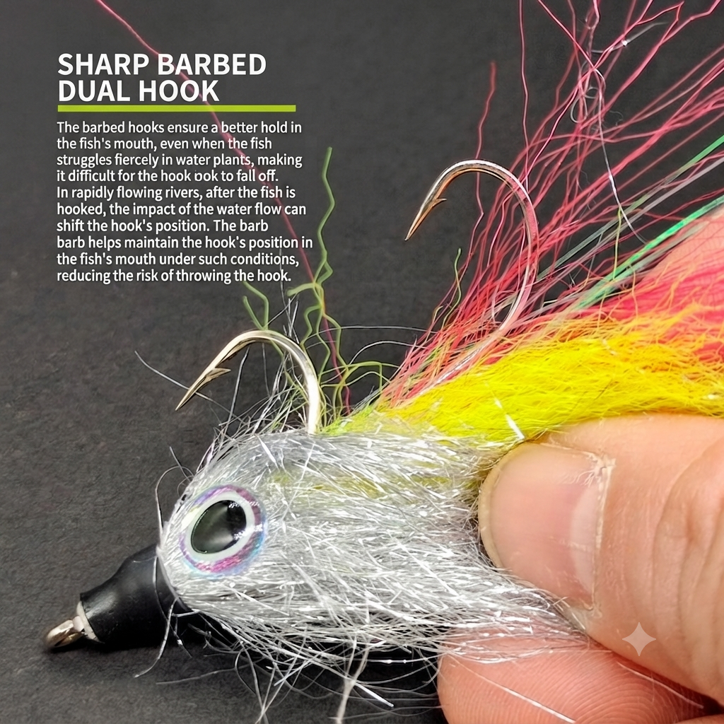 DZ Angling | Premium Hand-Tied Baitfish Streamer (5-Pack) – UV-Reflective Synthetic Minnow with 3D Eyes & Dual-Hook Rigging for Aggressive Predators