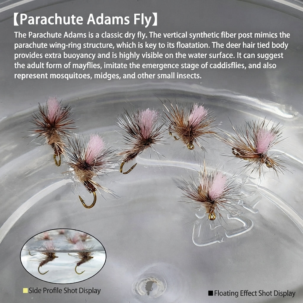 DzAngling Size #14 Adams Parachute Dry Flies | 5-Pack | Hand-Tied Mayfly Patterns