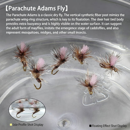 DzAngling Size #14 Adams Parachute Dry Flies | 5-Pack | Hand-Tied Mayfly Patterns