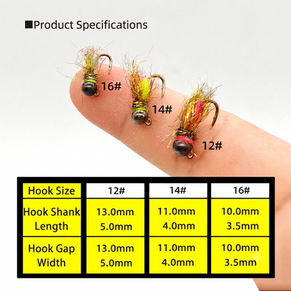 DZ Angling | Tungsten Bead Head UV Flash Nymph – Professional Subsurface Fly Fishing Lure (5-Piece / 10-Piece Pack, Luminous / Glow-in-the-Dark)