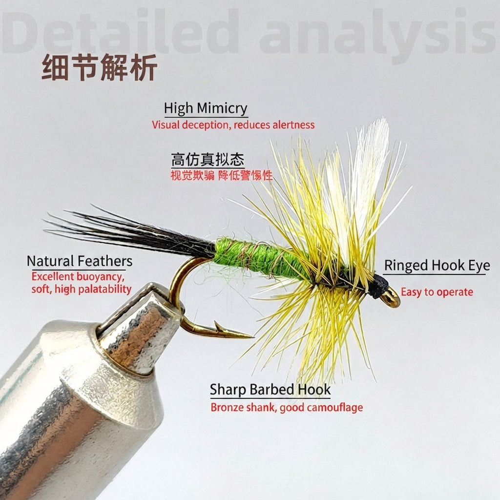 DZAngling Expert-Tied Mayfly Dry Flies (5-Pack)  Hook Size #14 | Handcrafted Trout Flies for Technical Waters