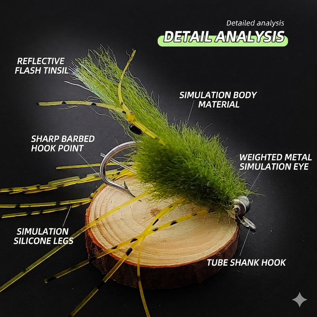 Realistic Saltwater Crab Fly - Professional Crustacean Pattern for Bonefish, Tarpon, and Sea Trout,Saltwater Flies, Size 2/0# High-Carbon Hook