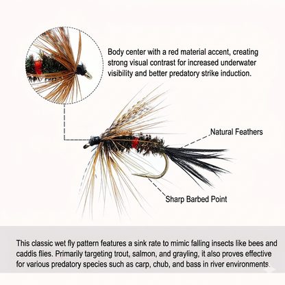 24/40-Pack Classic Royal Wulff Wet Fly - Size 12# Hook - Life-Like Mimicry for Trout, Salmon & Predatory Fish, Fly Assortments