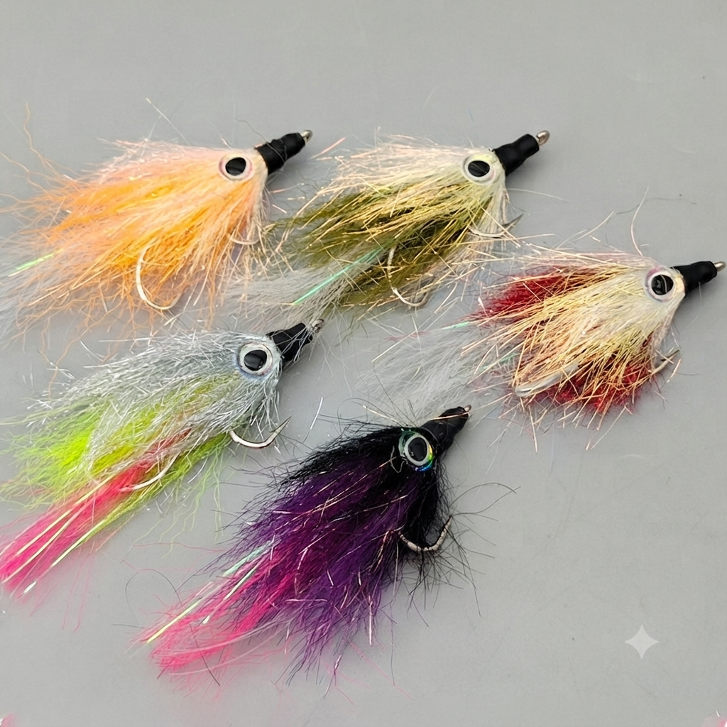 DZ Angling | Premium Hand-Tied Baitfish Streamer (5-Pack) – UV-Reflective Synthetic Minnow with 3D Eyes & Dual-Hook Rigging for Aggressive Predators