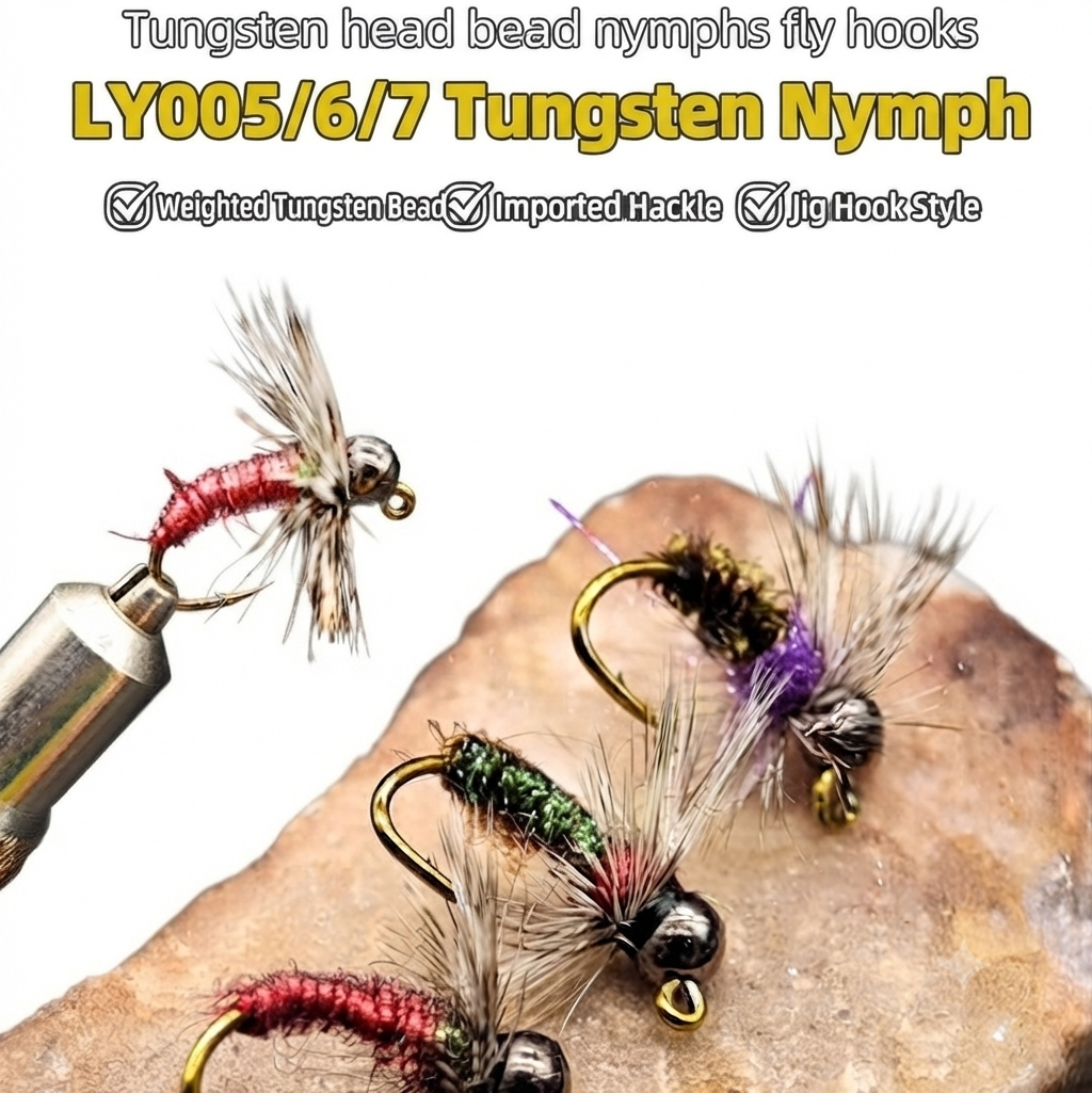 DZ Angling | Tungsten Bead Head UV Flash Jig Nymph – Professional Subsurface Fly Fishing Lure with Luminous Glow Effect (10#, 5-Piece / 10-Piece Pack)