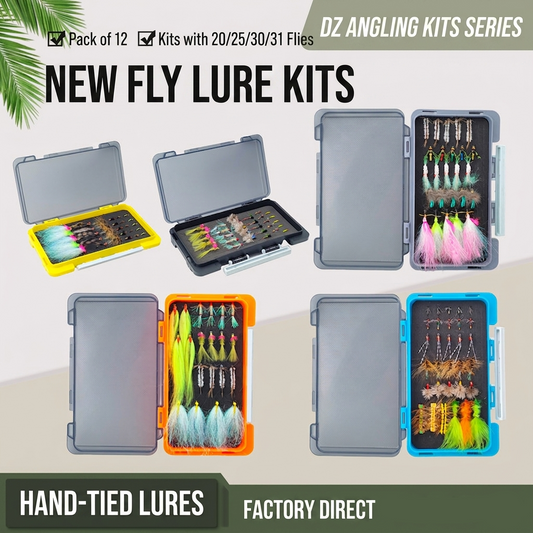 DZ Angling Premium Fly Fishing Lure Kits | 20-31 PCS Hand-Tied Streamers Nymphs Wet Flies Assortment with Waterproof Box